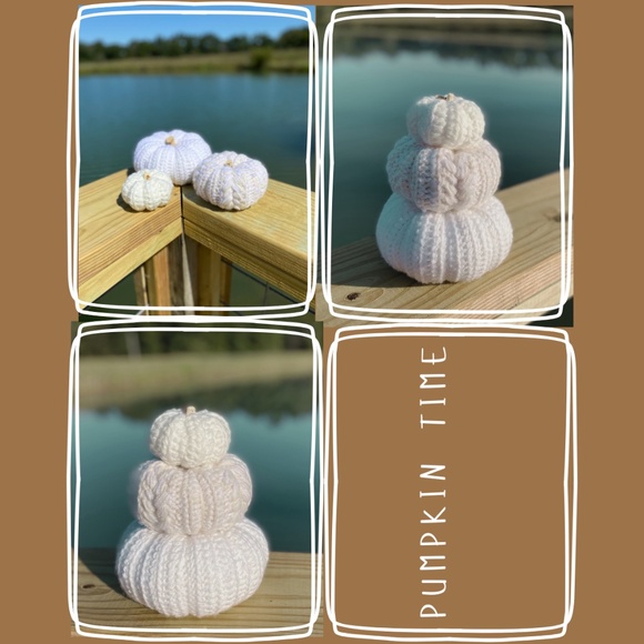 Handmade Other - Crochet stacking pumpkin trio Neutral fall decor handmade one set